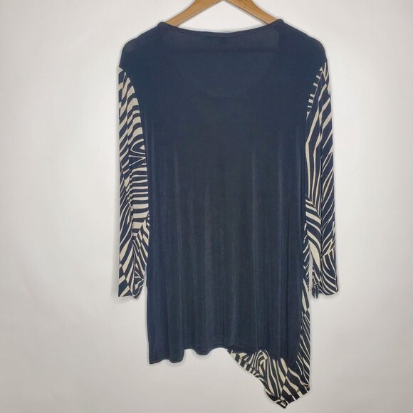 Affinity For Knits Womens Asymmetrical Zebra Print Tunic Top Size XL Travel - Picture 2 of 7